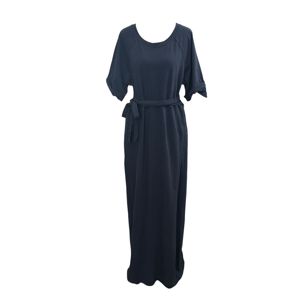 Tuckernuck Sawyer Wrap Maxi Dress L Navy Cotton Casual Minimalist Quiet Luxury - Picture 2 of 11